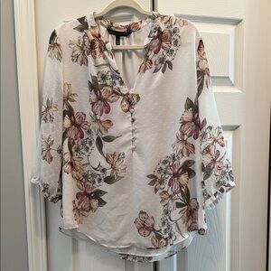 White House Black Market Floral Button-Front Blouse